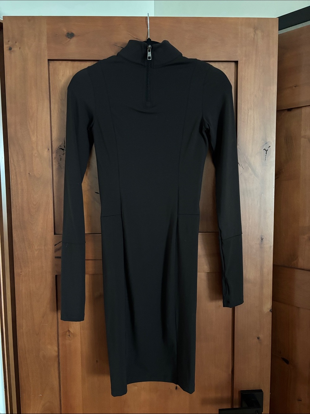 Vitality Cloud Black Long Sleeve Zip Neck Bodycon Dress